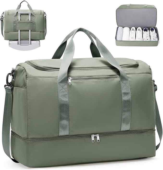 Travel Duffle Bag with Shoe Compartment, XL Weekender Bags for Women, Carry On Overnight Bags for Gym Sports & Business Trips, Water-Resistant Hospital Bag for Labor and Delivery