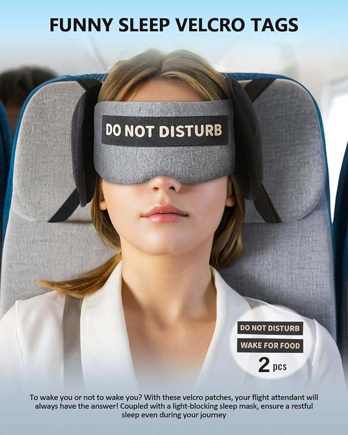 Travel Pillows for Airplanes, Airplane Head Strap with Eye Mask for Long Flight Sleeping Travel, 360° Support Neck Pillow for Plane Car Road Trips Seat Sleep, No Bobblehead (White)