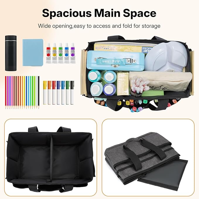 Craft Tote Bag, Art Organizer,Cleaning Supply Caddy, Carrying Bag with Handle for Multi-Purpose, Organizer Caddy for Pets (Gray)
