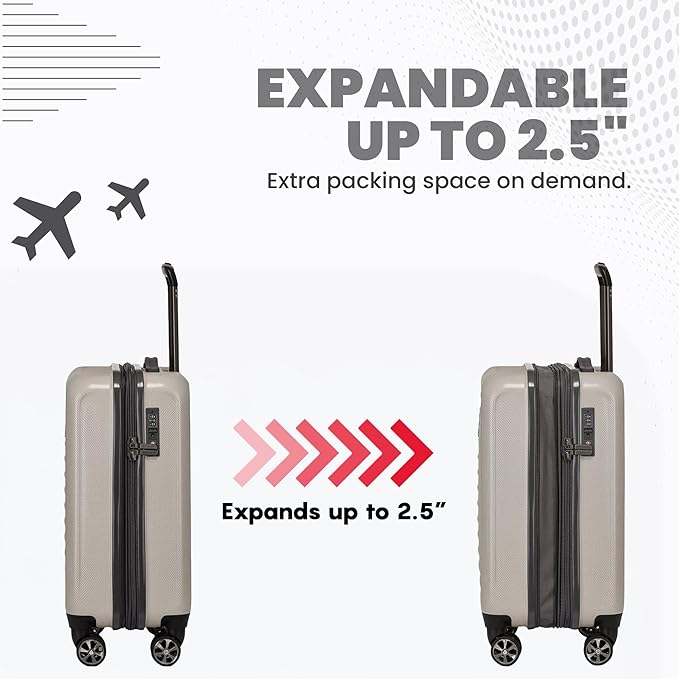Spyder Rails Expandable Hardside Upright Suitcase with 360° Spinner Wheels, TSA Approved Lock (Oatmeal, Large Checked)