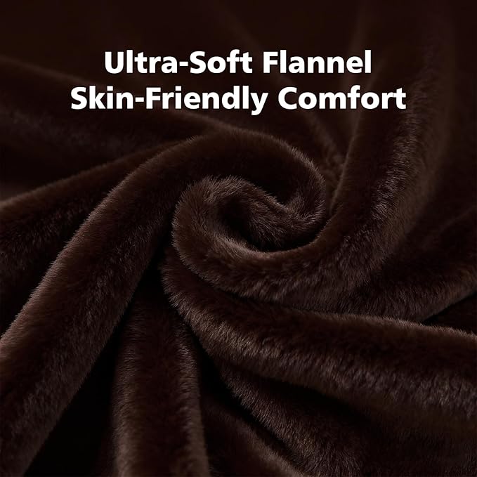 Travel Blanket with Carry Bag, Lightweight Wearable Airplane Blanket, Soft Packable Throw for Travel & Office Coffee Brown