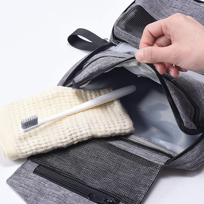 Travel toilet bag is used to store toiletries, Suitable for short-term travel use hanging toilet bag (Gray)