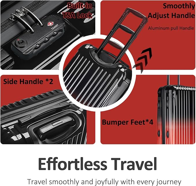 24inch Luggage with Spinner Wheels, Lightweight PC+ABS Hard Shell Suitcases, Expandbale Storage & TSA Aprovel Lock