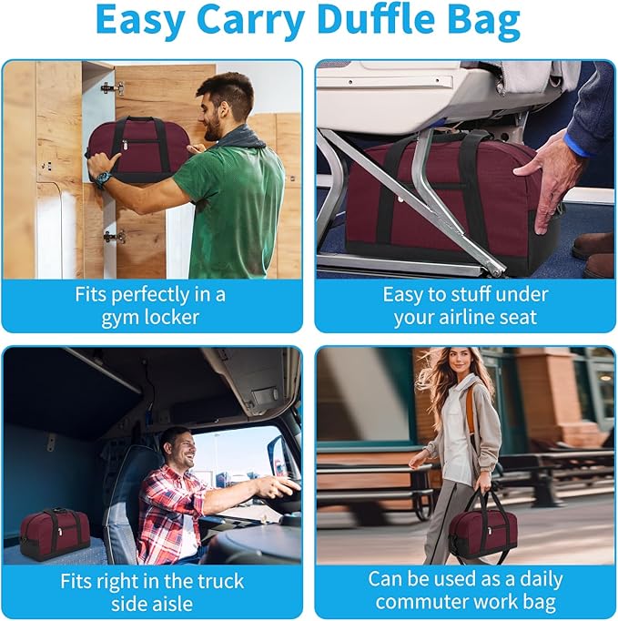 Small Gym Bag 14 inch lightweight Carry On Mini Duffel Bag for Travel Sport - Wine Red