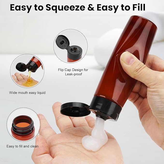 9 PCS 3.4oz Travel Bottles for Toiletries TSA Approved Travel Size Containers Leak Proof Plastic Squeeze Bottle Small Cream Jars & Refillable Spray Bottle for Shampoo Conditioner Toner(Brown)