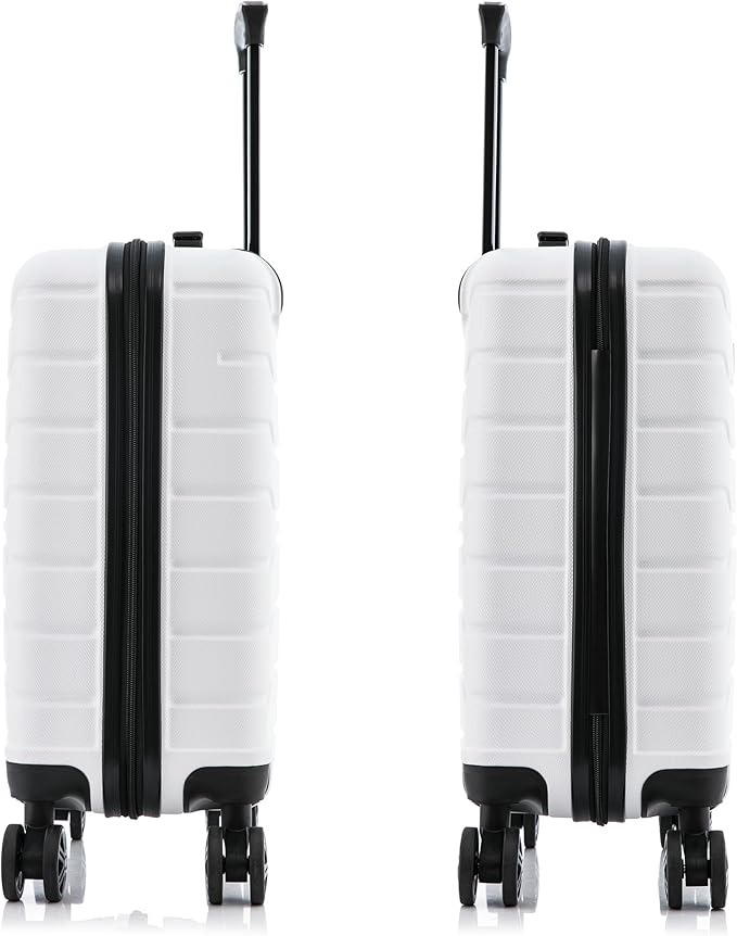 InUSA TREND Luggage with Spinner Wheels | Durable Lightweight Hardshell Suitcase, Travel bag with Handle and Trolley, 20-Inch Carry On Small Luggage | White