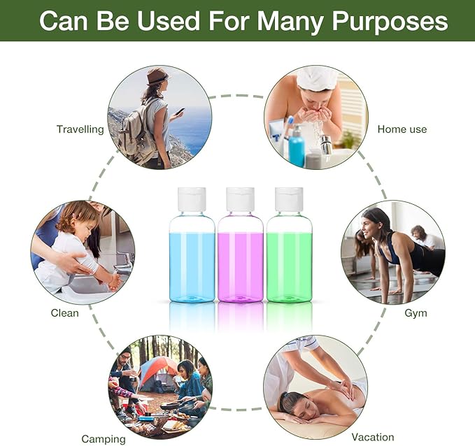 25 Pack 1.7oz/50ml Plastic Empty Bottles Clear Travel Containers Travel Size Bottles with Flip Cap Squeezable Refillable Toiletry (clear)