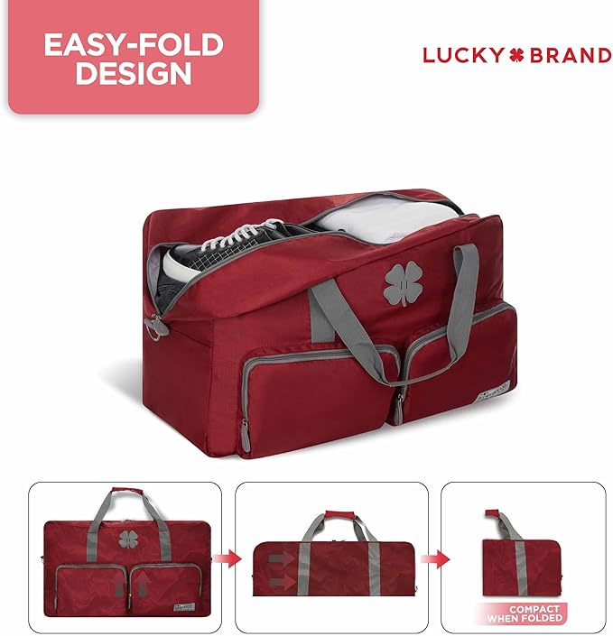 Lucky Travel Duffel Bags 65L, Gym Bag, Travel Bag & Large Duffle Bag for Men, Foldable Overnight Weekender Bags for Women & Men with Adjustable Shoulder Strap, Winery