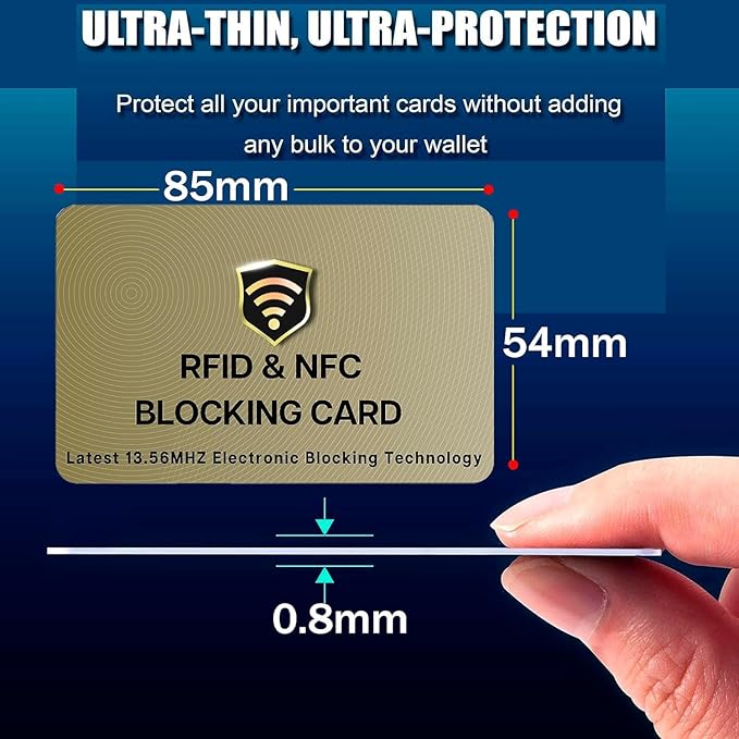 SaiTech IT 20 Pack RFID Blocking Card, One Card Protects Entire Wallet Purse For Men & Women, Contactless Bank Debit Credit Card Protector ID ATM Guard Card – Golden
