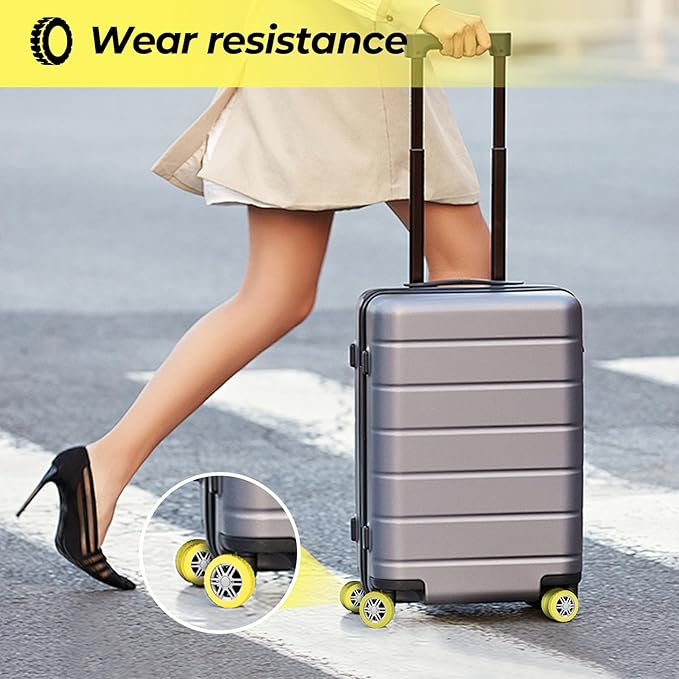 8 Pack Luggage Wheel Covers for Dual Spinner Wheels, Silicone Suitcase Wheel Protectors for 2.0"-2.4" Wheels, Noise Reducing & Anti-Scratch Tire Sleeves, Travel Accessories for Checked & Carry On
