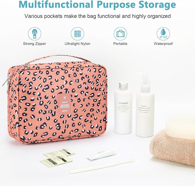 Mossio Hanging Toiletry Bag with Sturdy Hook - Large Portable Cosmetic Makeup Travel Organizer for Men & Women