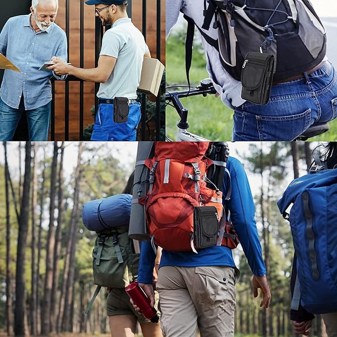 Dual Phone Holster,Phone Belt Pouch,Tactical Cell Phone Holster,Molle Carrying Case,Large Smartphone Pouch,Belt Clip Tool Pouch,Multi-Purpose Cellphone Holder for Hiking,Camping,Working