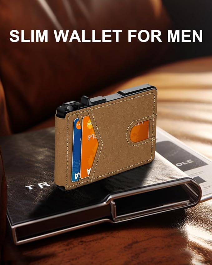 ZALVEX Wallet for Men, Mens Minimalist Wallet 9-13 Cards, Slim Compact Wallet with Money Clip & ID Window, RFID Blocking Smart Pop Up Card Wallet, Metal Aluminum Credit Card Holder Bifold Wallet