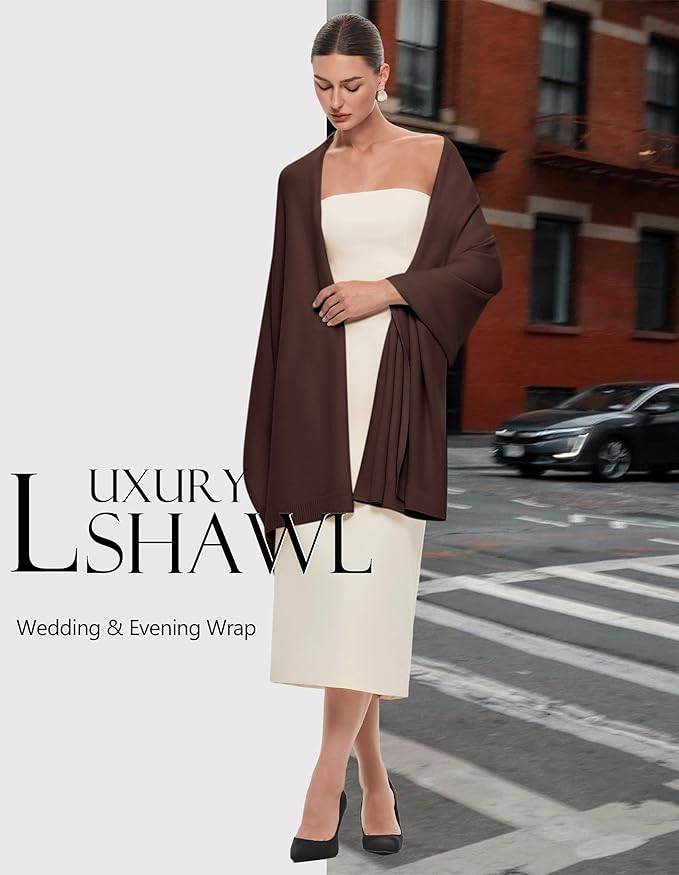 PULI Women's Pashmina Shawl Wraps for Evening Dress Large Scarf Blanket Long Wedding Bridal Winter Warm Shoulder Wrap