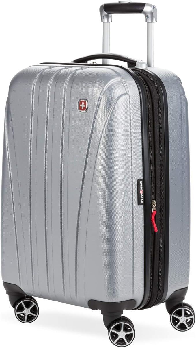 SwissGear 7585 Hardside Expandable Luggage with Spinner Wheels, Silver, Carry-On 19-Inch