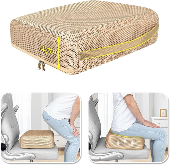 Booster Seat Cushion Extra Thick Chair Foam Cushion for Elderly Adult Booster Seat Elevation Pillow Extra Firm Riser Supportive Lift Chair Cushion Lift Pads for Home, Couch, Patio, Office Seats