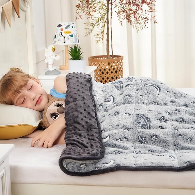yescool Weighted Blanket 10 Pounds Weighted Lap Blanket, Glow in The Dark Star Heavy Blanket, Warm Minky Weighted Throw Blanket Gifts for 80-110lbs, 40"x60"