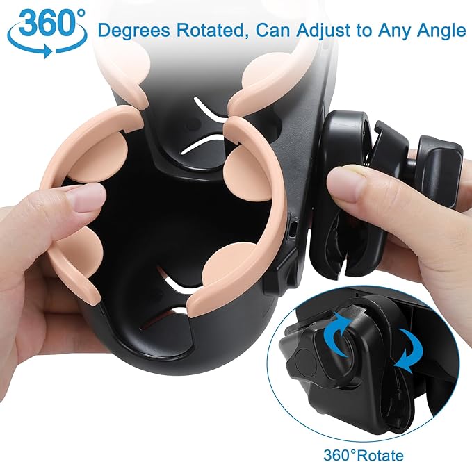 Accmor Stroller Cup Holder with Phone Holder, Bike Cup Holder, Universal Cup Holder for Uppababy Nuna Doona Strollers, 2-in-1 Cup Phone Holder for Stroller Bike Wheelchair Walker Accessory