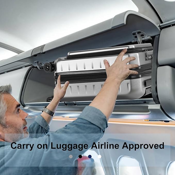 Expandable Carry On Luggage Airline Approved, 20 Inch Lightweight ABS+PC Hard Shell Suitcases with Front Pocket, Spinner Wheels, TSA Lock (Dark Gray, 1PC)