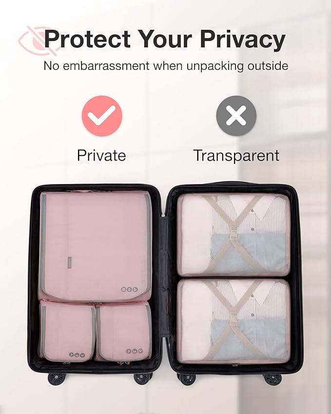 BAGSMART Keep Shape Packing Cubes for Travel, 6 Set Travel Cubes for Packing, Lightweight Suitcase Organizer Bags Set for Travel Essentials