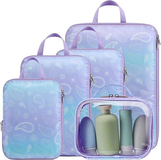 Cambond Compression Packing Cubes for Travel - Lightweight Expandable Travel Bags Luggage Organizers Travel Essentials Compression Cubes for Travel Space Saver for Carry on Suitcases Organizer