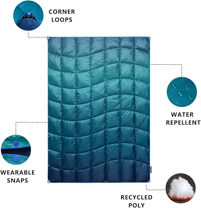 Camping Blanket,MINI Puffy Blanket Lightweight Windproof Water Resistant for Outdoors,Hiking,Beach,Car,Picnic,Stadium