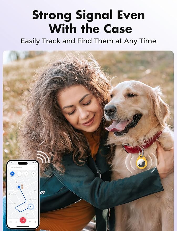 UNBREAKcable Holder for Apple AirTag - 4 Pack [Fit Tightly Design] [Easy to Install] [Hold Air Tag Securely] Waterproof TPU Shell Protective Case with All Metal Keychain Key Ring Clip