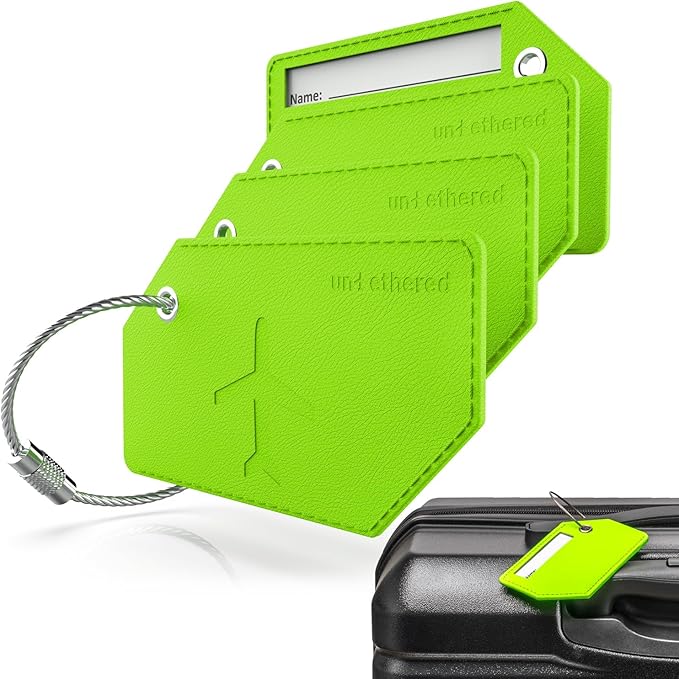 Untethered 4-Pack Luggage Tag Set | Durable Luggage Tags for Suitcases & Travel Bags | Bag Tag & Name ID Identifiers | Suitcase Tags for Easy Luggage Identification