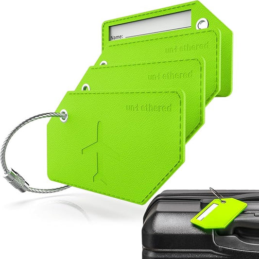 Untethered 4-Pack Luggage Tag Set | Durable Luggage Tags for Suitcases & Travel Bags | Bag Tag & Name ID Identifiers | Suitcase Tags for Easy Luggage Identification