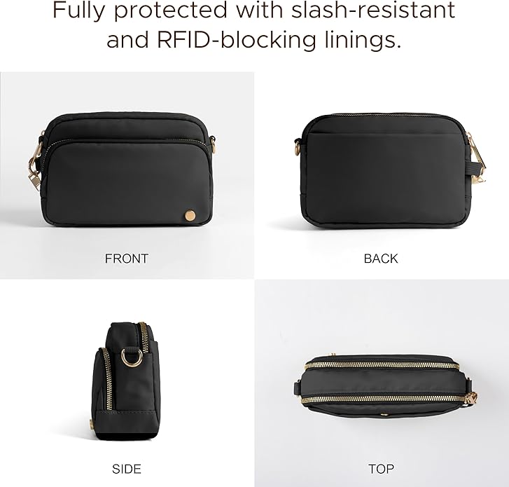 Joryin Anti Theft Crossbody Bag for Women, Slash-resistant RFID Blocking Travel Purses, Small Shoulder Bag Handbag, Nylon