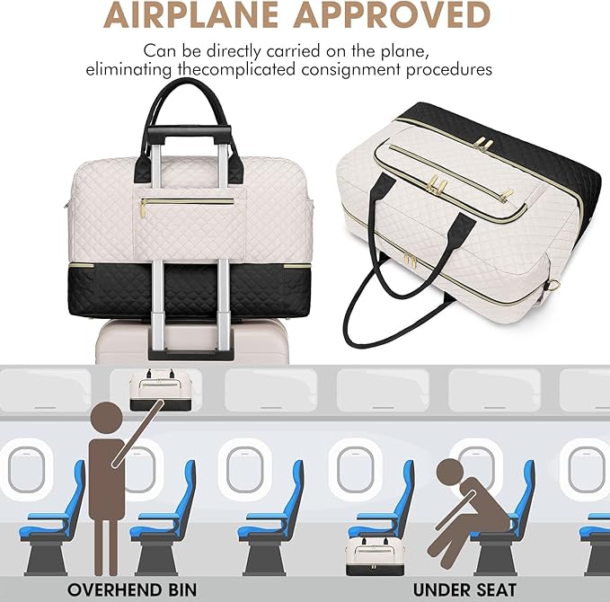 Travel Duffle Bag Weekender for Women - Carry-On Overnight Personal Item Bags with Shoe Compartment & Wet Pocket Large Weekend Tote with Toiletry Bag Hospital Bags for Labor and Delivery