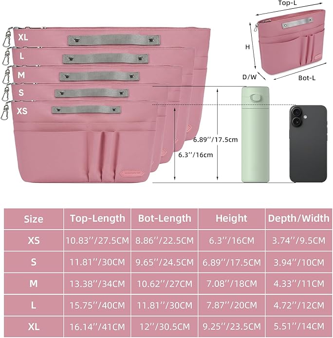 VANCORE Purse Organizer Insert for Handbags,Tote Bag Organizer Insert with Zipper Bag,Premium Handbag Organizer Inside Liner for Women with 15 Pockets