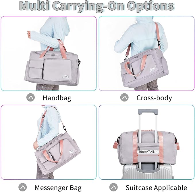 FIORETTO Women's Gym Duffle Bag with Shoes Compartment, 30L Capacity, Ideal for Travel, Gym, Sports, Duffel, Weekender
