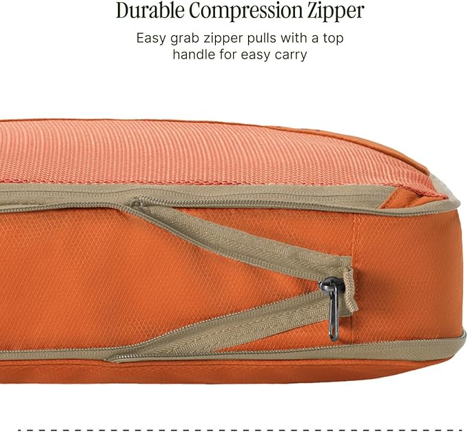 Eagle Creek Pack-It Reveal Compression Cube - Lightweight Compression Cube for Optimizing Luggage Space - Convenient Top Handle - Easy-Grab Zipper - Washable - Medium - Mandarin