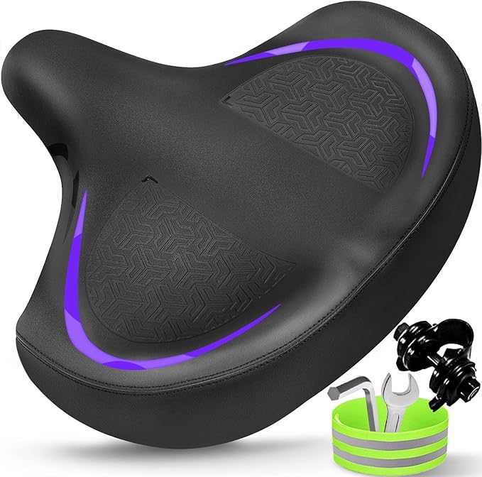 Bicycle Seat, Bike Seat for Women Men Extra Comfort Wide, Oversized Comfortable Seats Saddle for Peloton Bikes, Fit for Exercise Bikes, Electric Bikes, Mountain Bikes, Cruiser Bikes