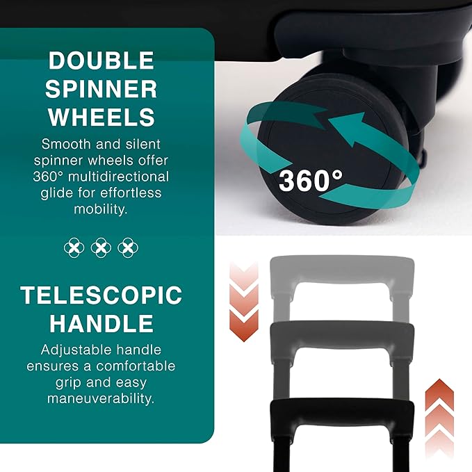 Luggage Sets 2 Piece, 24 Inch Suitcase and 28 Inch Luggage with Spinner Wheels, Durable Hard Shell Suitcase Set, Expandable Travel Suitcases with Wheels, Jet Black