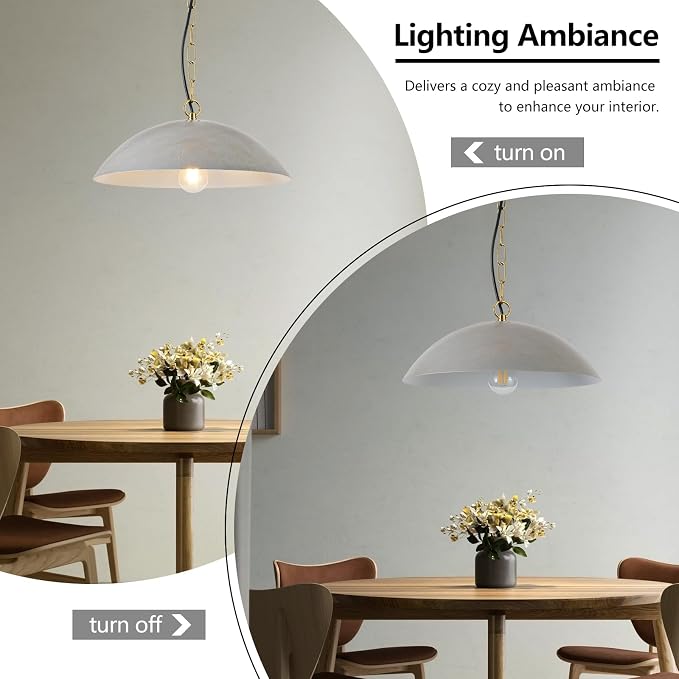 16" Pendant Lights Kitchen Island, Cement Gray Modern Large Pendant Light, Adjustable Hanging Light Fixture for Kitchen Living Room Dining Room Bedroom Café(2 Pack)
