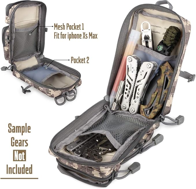 LIVANS Tactical Molle Utility Pouch, EDC Tool Pouch Tactical Phone Pouches Mini Waist Pouches Medical EDC IFAK Pack Mini Design of 3-Day Backpack