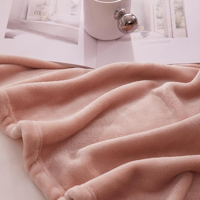 Hansleep Fleece Blanket Twin Size Dusty Pink, Soft Cozy Twin Blanket, Fuzzy Flannel Blanket for Bed, Sofa, Couch, Travel, Camping, Dusty Pink, 60x80 Inches