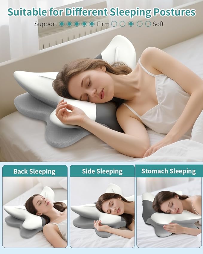 Cervical Neck Pillow for Pain Relief - Ergonomic Pillow Memory Foam Pillows for Sleeping, Cooling Orthopedic Neck Support Pillow, Contour Cervical Pillow Bed Pillow for Back Stomach Sleepers