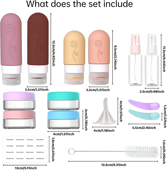 vodvob 16 Pack Travel Bottles Set for Toiletries, TSA Approved Travel Containers Leak Proof Silicone Squeezable Travel Accessories 2oz 3oz for Shampoo Conditioner Lotion Body Wash (BPA Free) (pink)