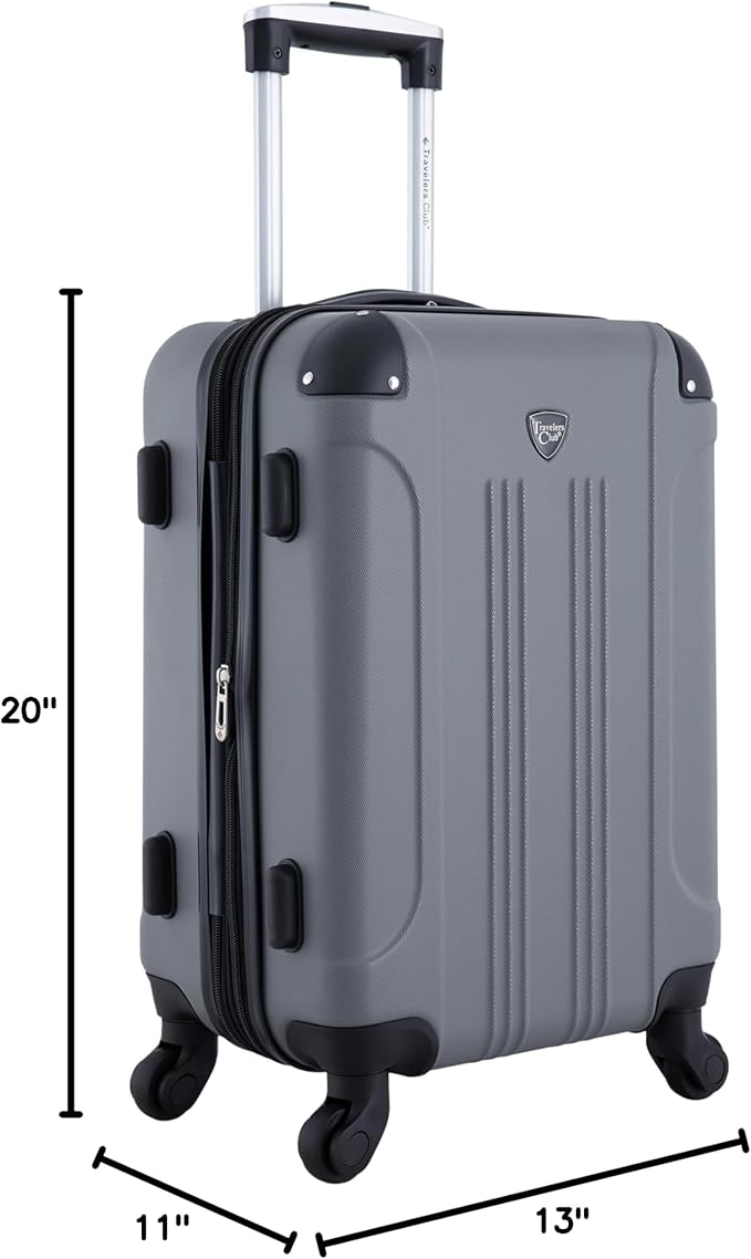 Travelers Club Chicago Hardside Expandable Spinner Luggage, Charcoal, 22" Carry-On