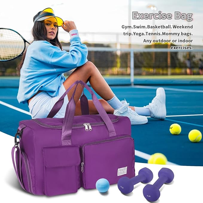 FIORETTO Women's Gym Duffle Bag with Shoes Compartment, 30L Capacity, Ideal for Travel, Gym, Sports, Duffel, Weekender