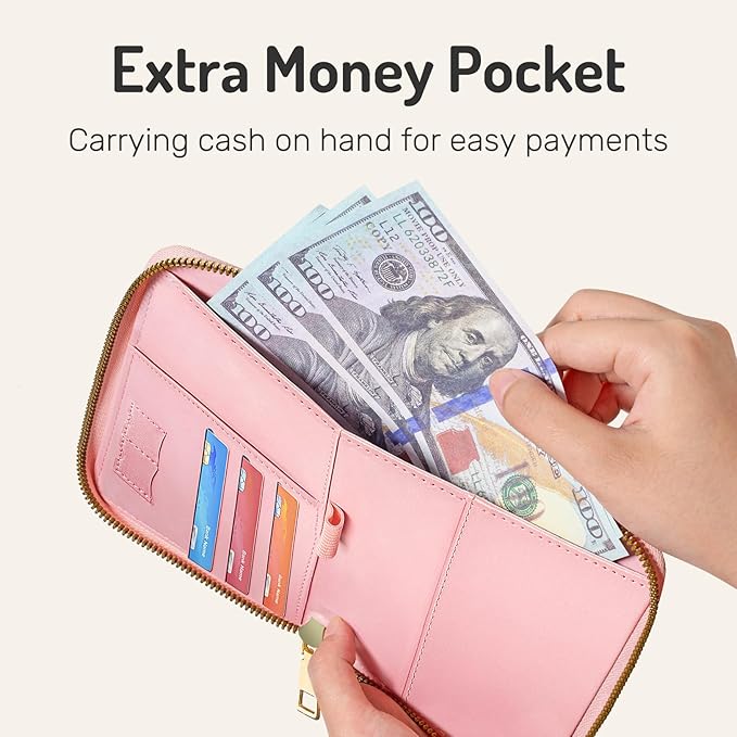 Forvencer Passport Holder Cover with Safe Zipper Closure, Premium Passport Wallet for Travel, Cute RFID Blocking Card Case, Waterproof Travel Accessories for Women, Hot Pink