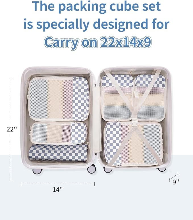 Narwey 6 Set/5 Set Compression Packing Cubes for Travel Kids Women Carry on, Packing Organizers Bag for Backpack Luggage Suitcase Duffle Bags