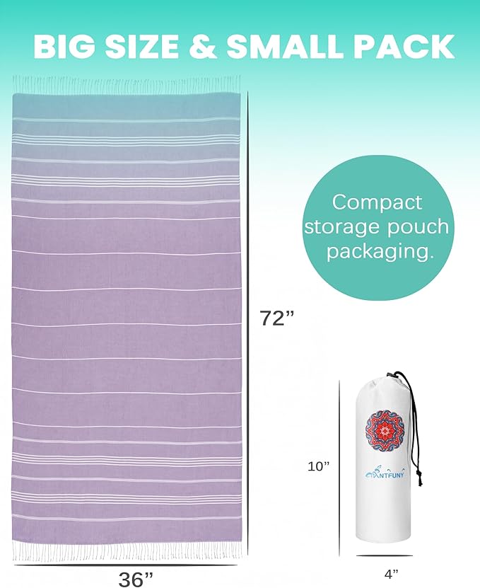 Antfuny 6 Packs Turkish Beach Towels Yoga Blanket Gym Workout Towel Mens Birthday Gift Ideas for Father Day Dad Husband Brother Uncle Son Daughter Boyfriend Male Boss Grandpa Him Appreciation Purple