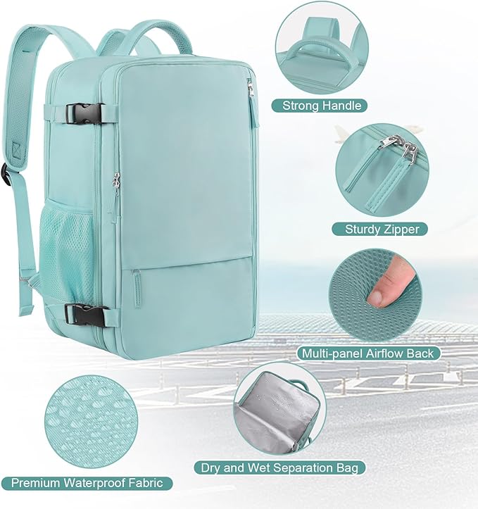 Large Travel Backpack for Women, 40L Carry On Backpack, 17 Inch Laptop Waterproof Backpack, College Bookbag, Backpack for Women, as Person Item Flight Approved