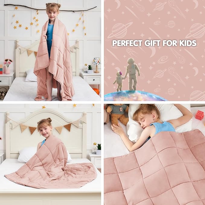 yescool Pink Weighted Blanket 5 Pounds Cooling Weighted Lap Blanket, Heavy Blanket for Sleeping, Weighted Throw Blanket Gifts for 40-60lbs, 40"x60"