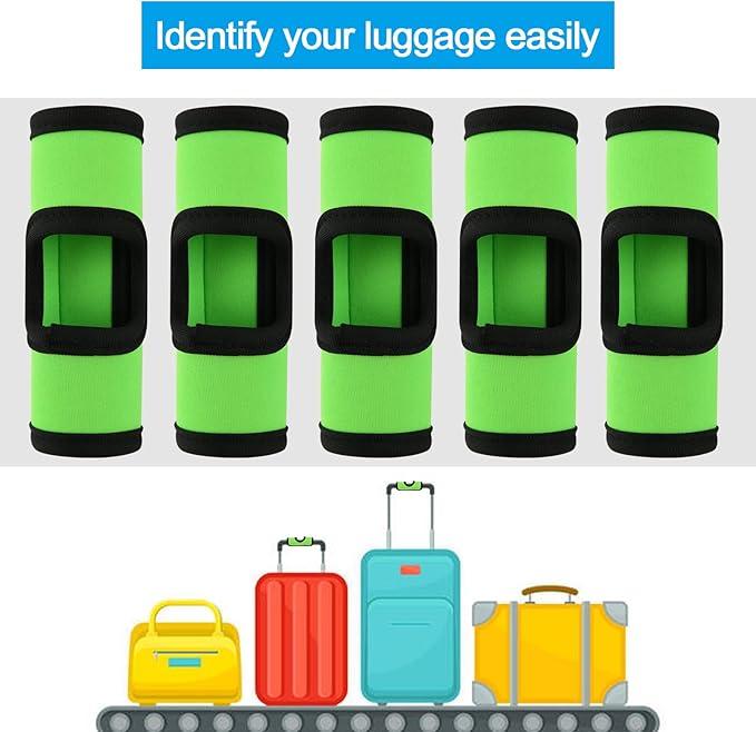 Cosmos 5 Pcs Neoprene Luggage Handle Wrap Soft Grip Handle Cover Luggage Identifier with Hollow Design for Push-Button Handle Trolley Handle and Travel Suitcase Trolley Case