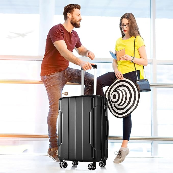 Merax Luggage Set 3 Piece Hardshell Suitcases with Spinner Wheels, TSA Lock, Lightweight Travel Luggage 20" Carry On 24" 28" Checked for Family Trips